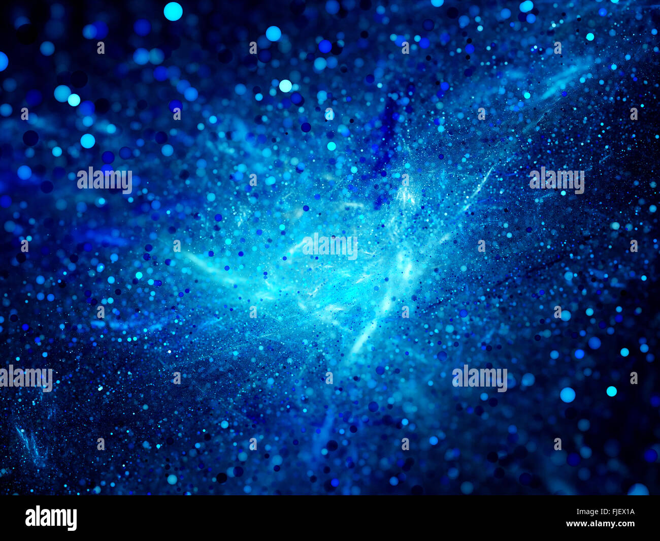 Blue glowing big data, particles and rays, computer generated abstract background Stock Photo