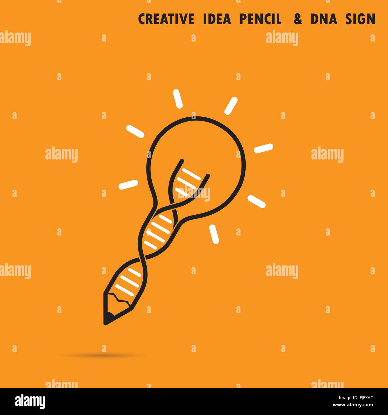 Creative bulb idea pencil concept and DNA symbol. Education and business concept. Vector illustration. Stock Vector