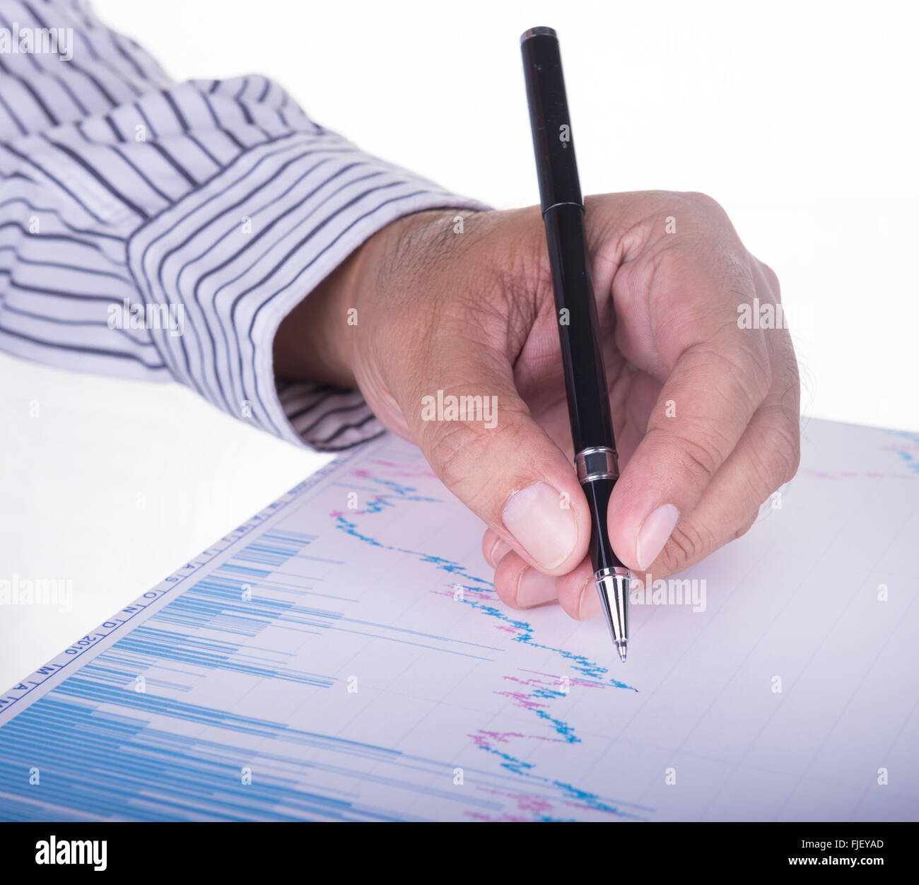 businessman analyzing data report. in white background Stock Photo
