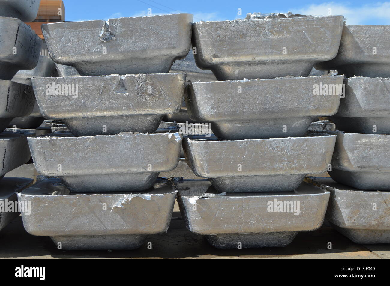 primary aluminum ingots Stock Photo