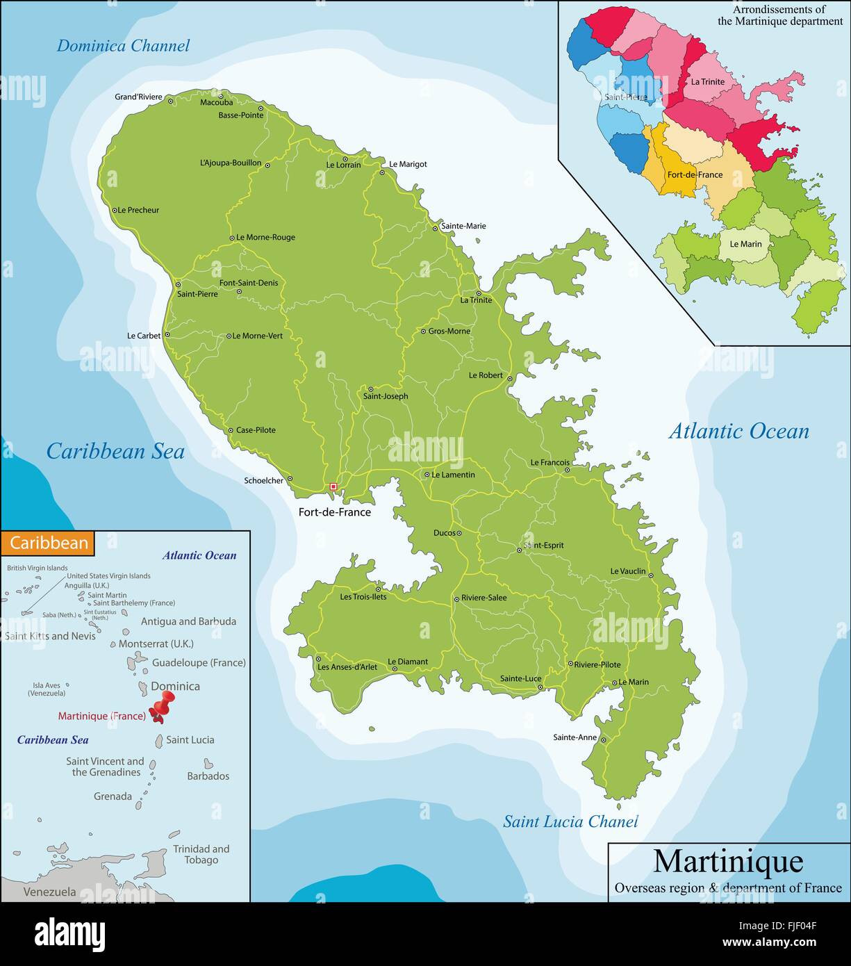 Martinique - Political Map print by Editors Choice