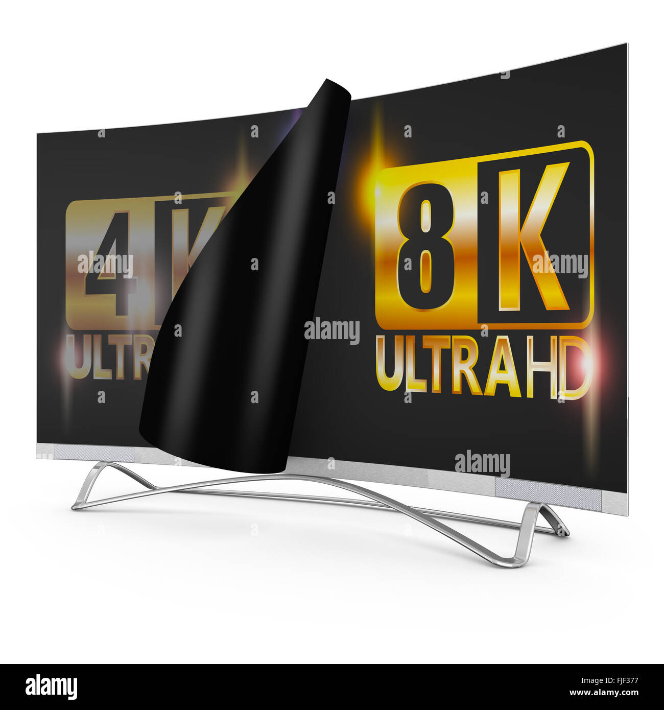 modern TV with 4k and 8K Ultra HD inscription on the screen Stock Photo