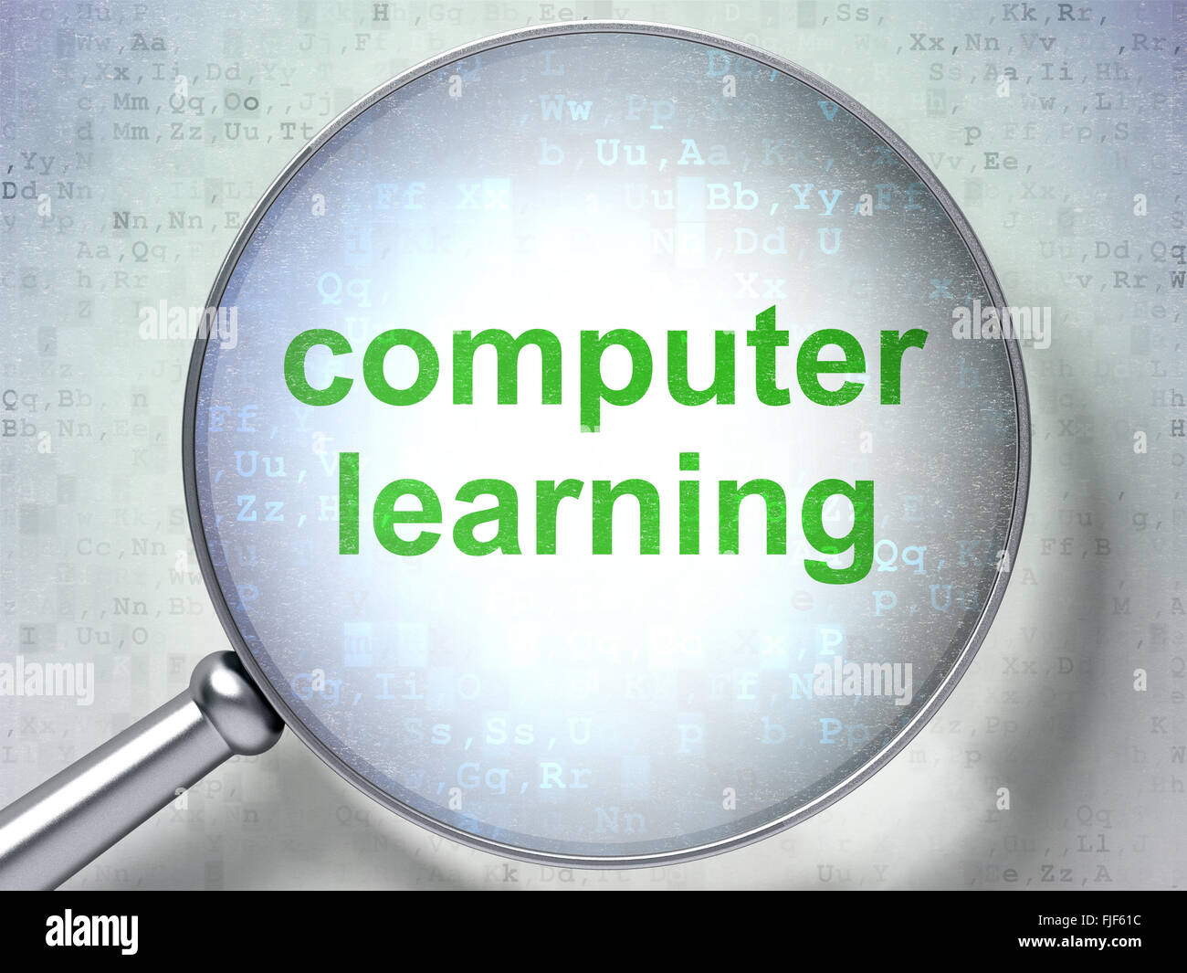 Education concept: Computer Learning with optical glass Stock Photo - Alamy