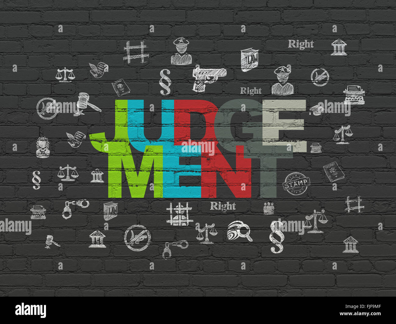 Law concept: Judgement on wall background Stock Photo - Alamy