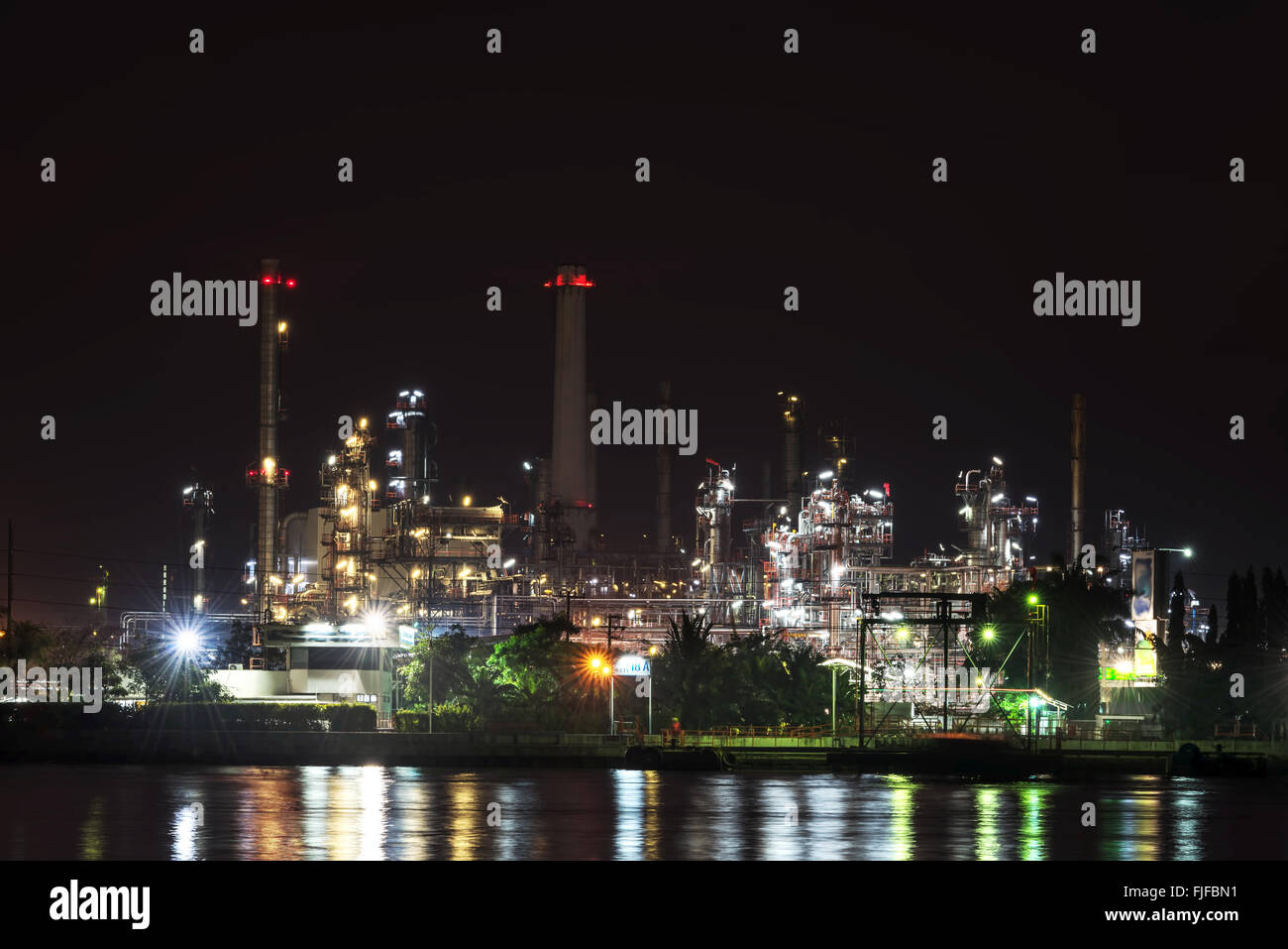 refinery oil at night Stock Photo