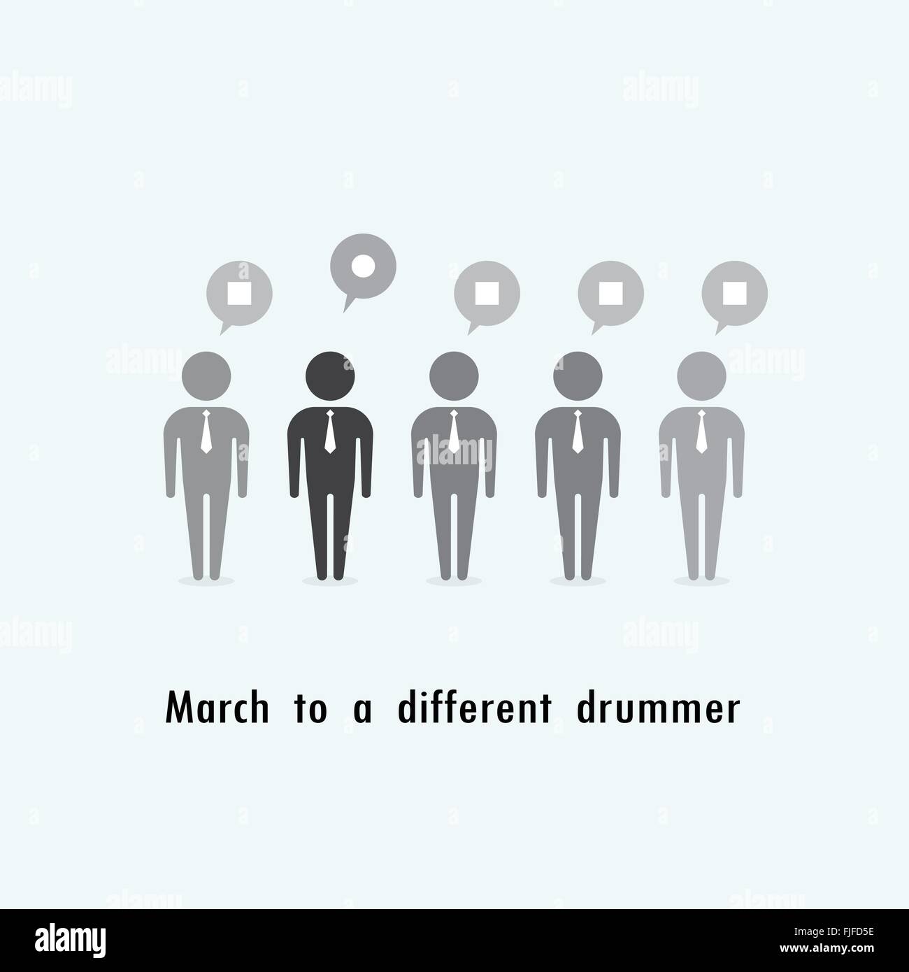 Businessman standing out from the crowd. Business idea. March to a