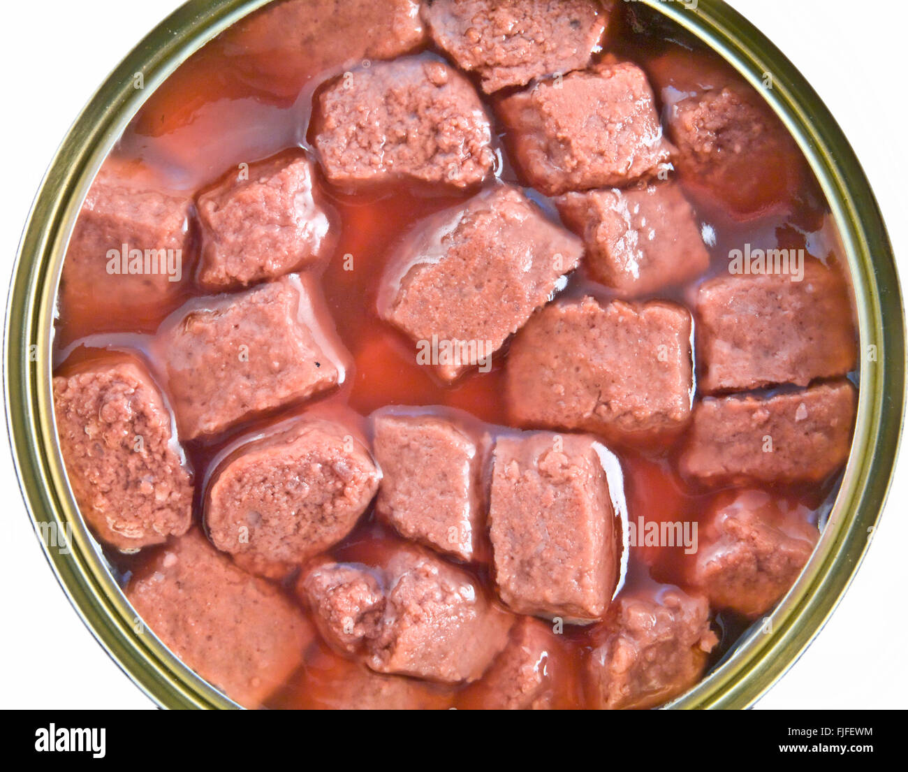 canned meat, closeup on white Stock Photo Alamy