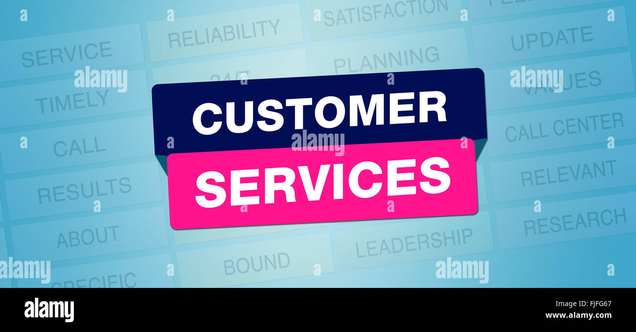 Customer Services Banner design with words in background Stock Photo