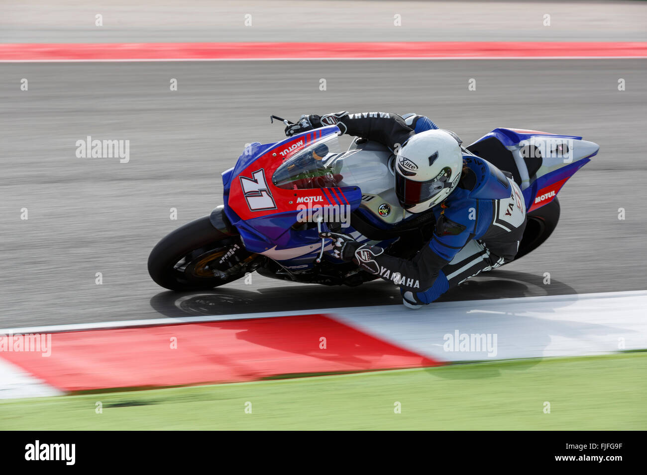 Misano Adriatico, Italy - June 21, 2015: Yamaha YZF R1 of MG Competition Team, driven by BERGMAN Christoffer Stock Photo