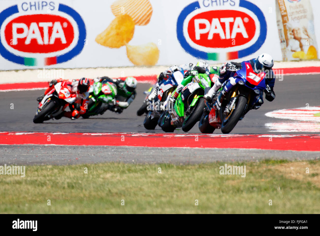 Misano Adriatico, Italy - June 21, 2015: Yamaha YZF R1 of MG Competition Team, driven by BERGMAN Christoffer Stock Photo