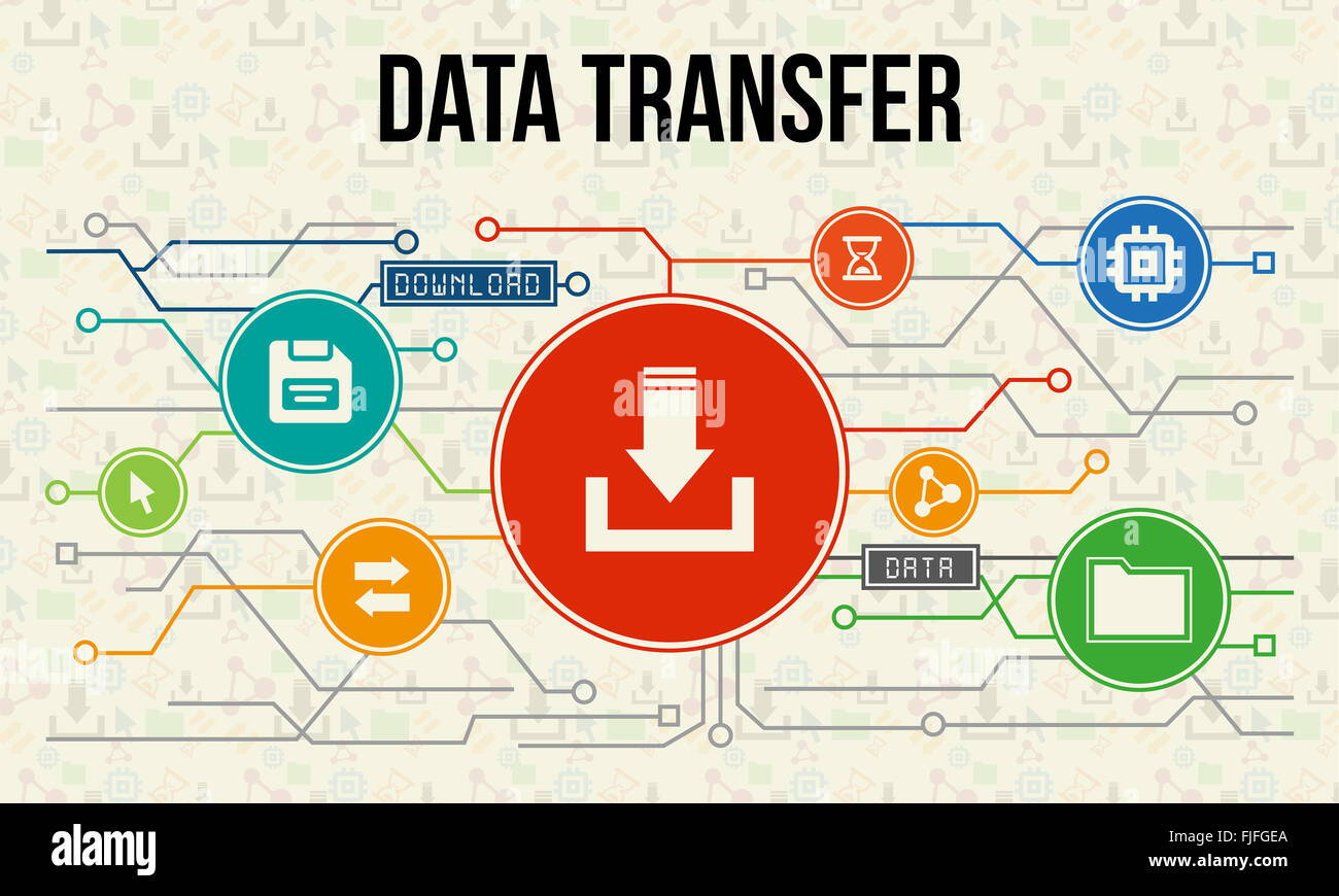 Data transfer info graphic with icons and chart. Stock Photo