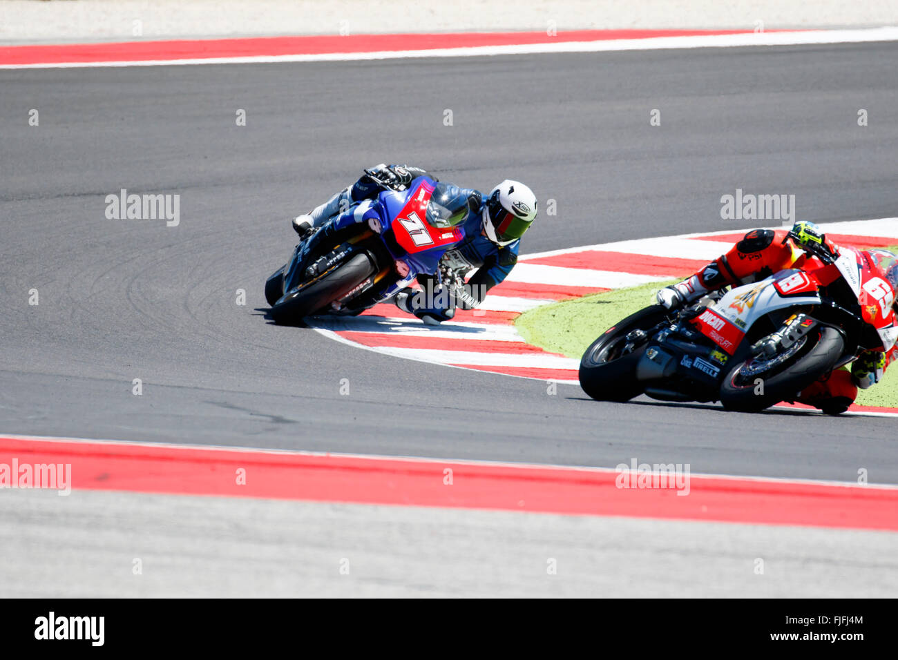 Misano Adriatico, Italy - June 21, 2015: Yamaha YZF R1 of MG Competition Team, driven by BERGMAN Christoffer Stock Photo