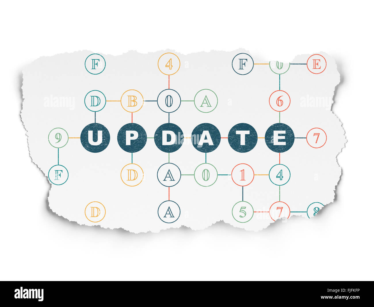 Web development concept: Update on Torn Paper background Stock Photo