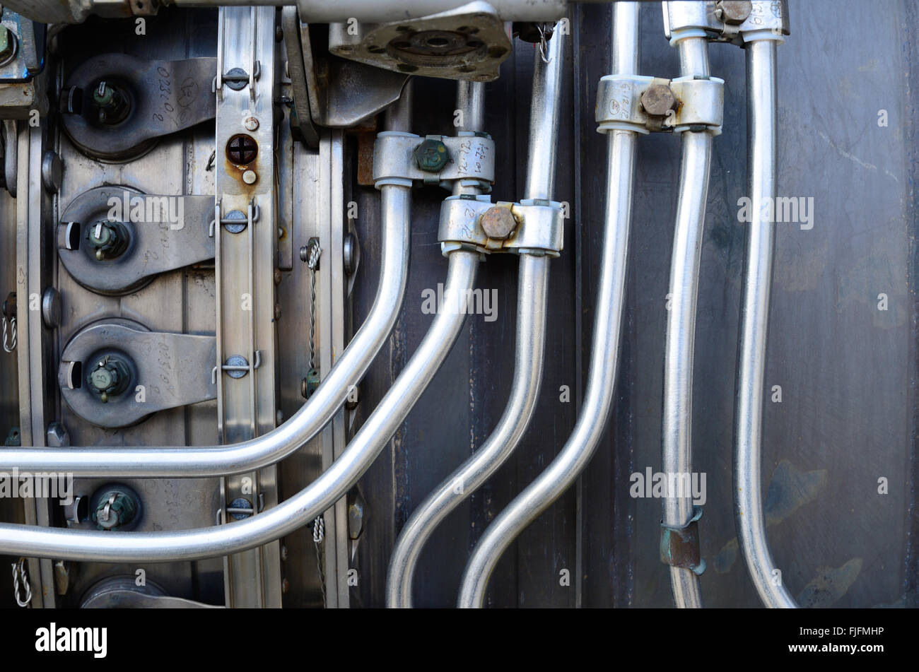 Inside of the jet turbine engine Stock Photo