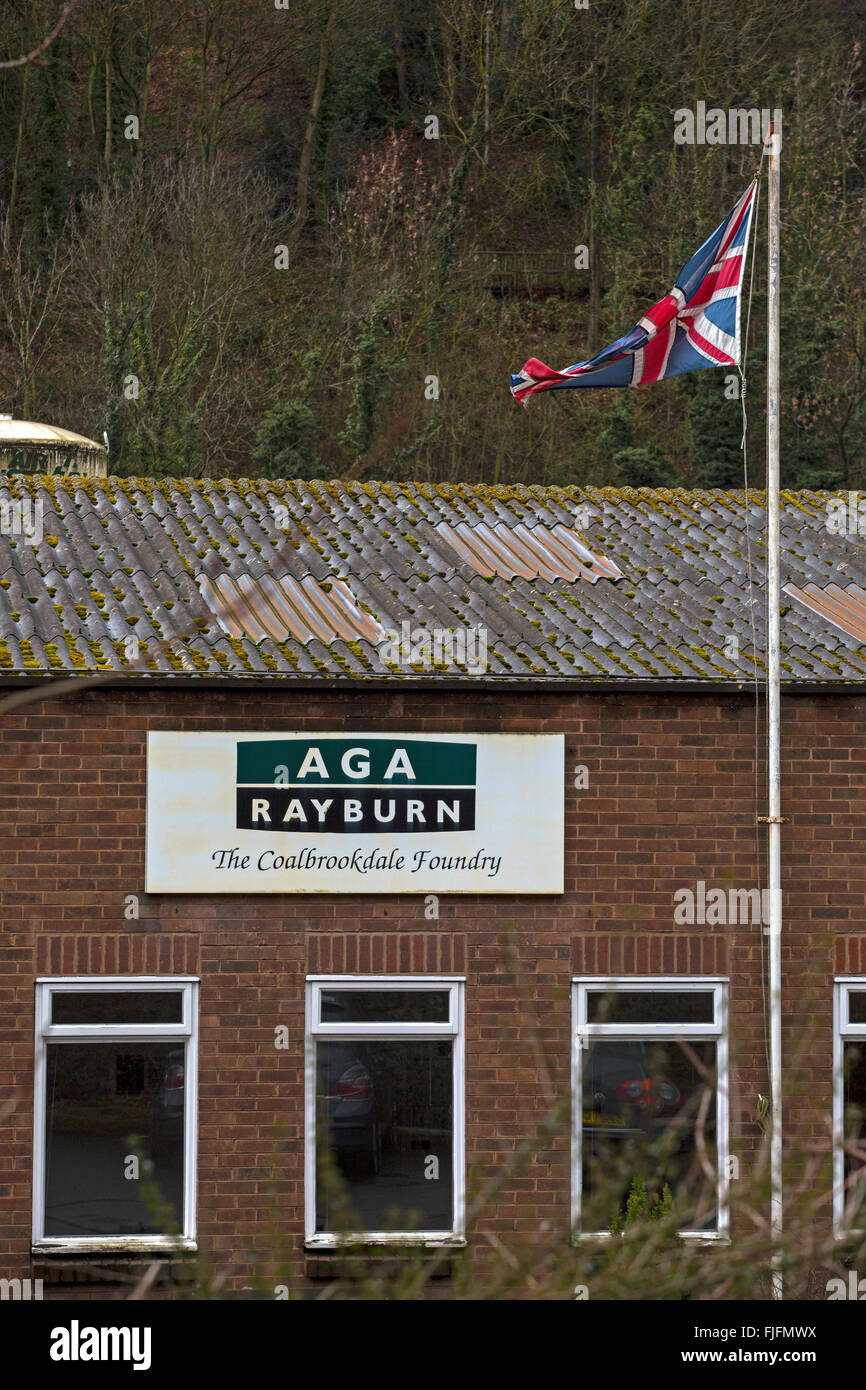 The Aga Rayburn foundry in Coalbrookdale, Shropshire, England, and is located in the Ironbridge Gorge World Heritage site. Stock Photo