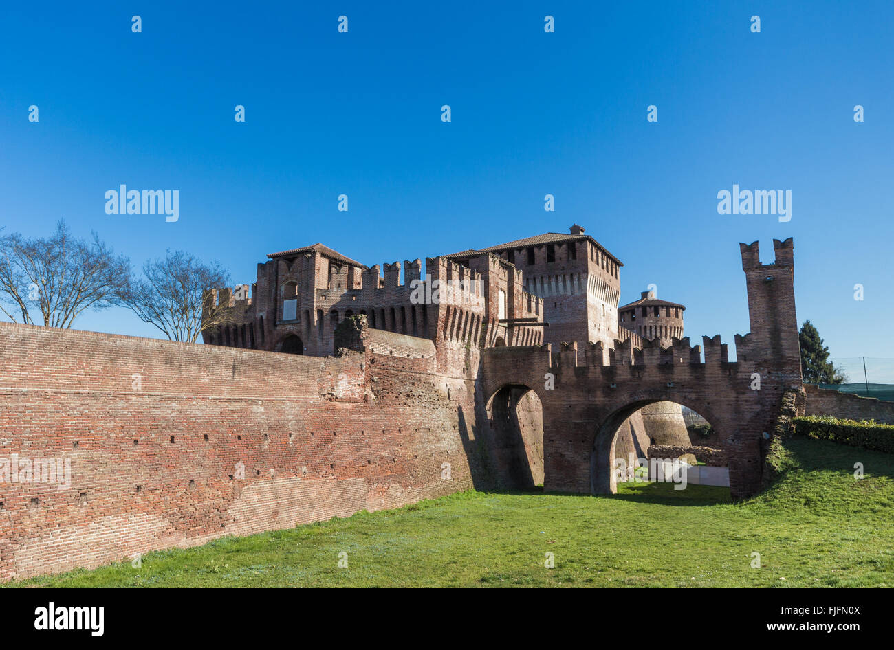 The Sforza medieval Castle in Soncino,Italy Stock Photo