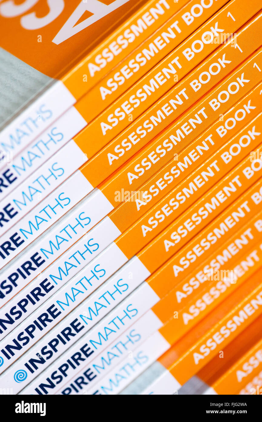 Inspire Maths Assessment Books. School Text Books Stock Photo