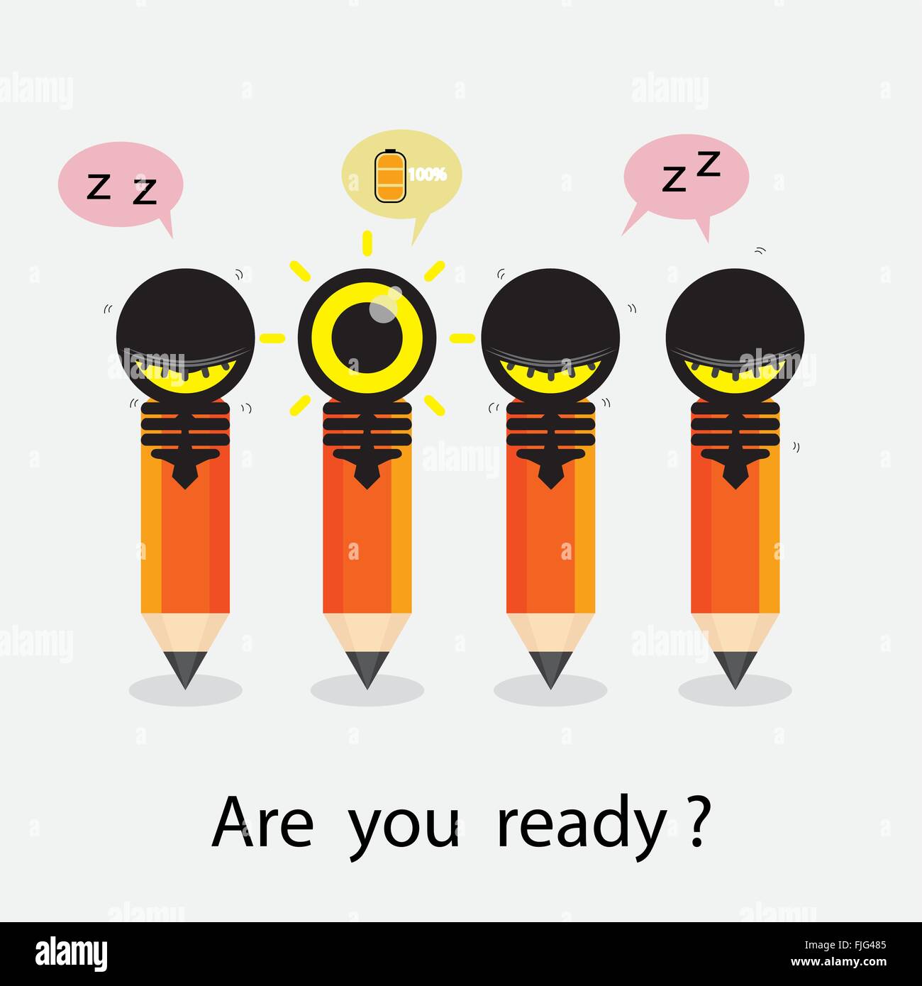Creative pencil and light bulb design with difference concept. Flat ...