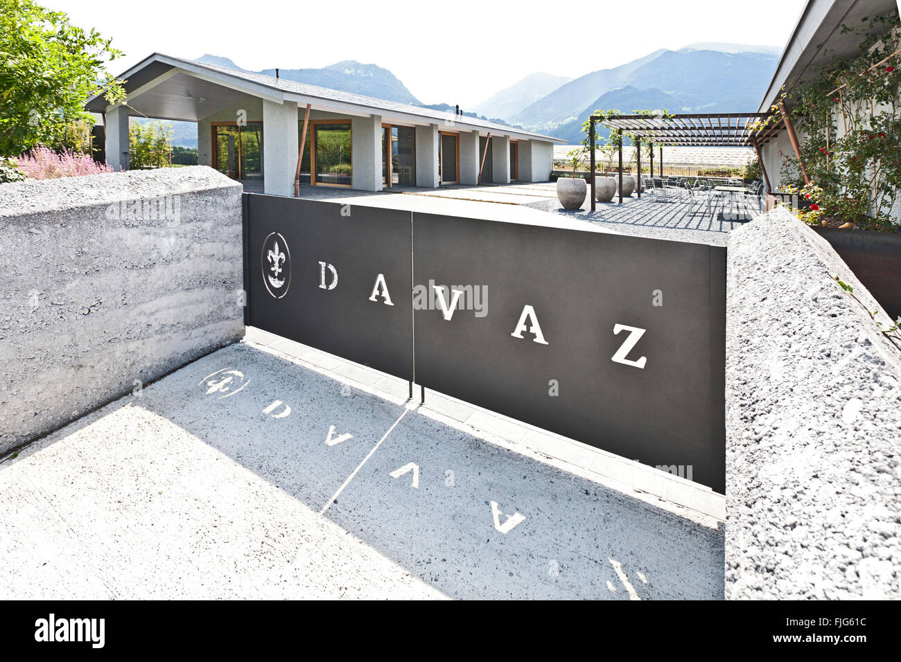 Entrance to the Davaz winery, Fläsch, Canton of Grisons, Switzerland Stock Photo