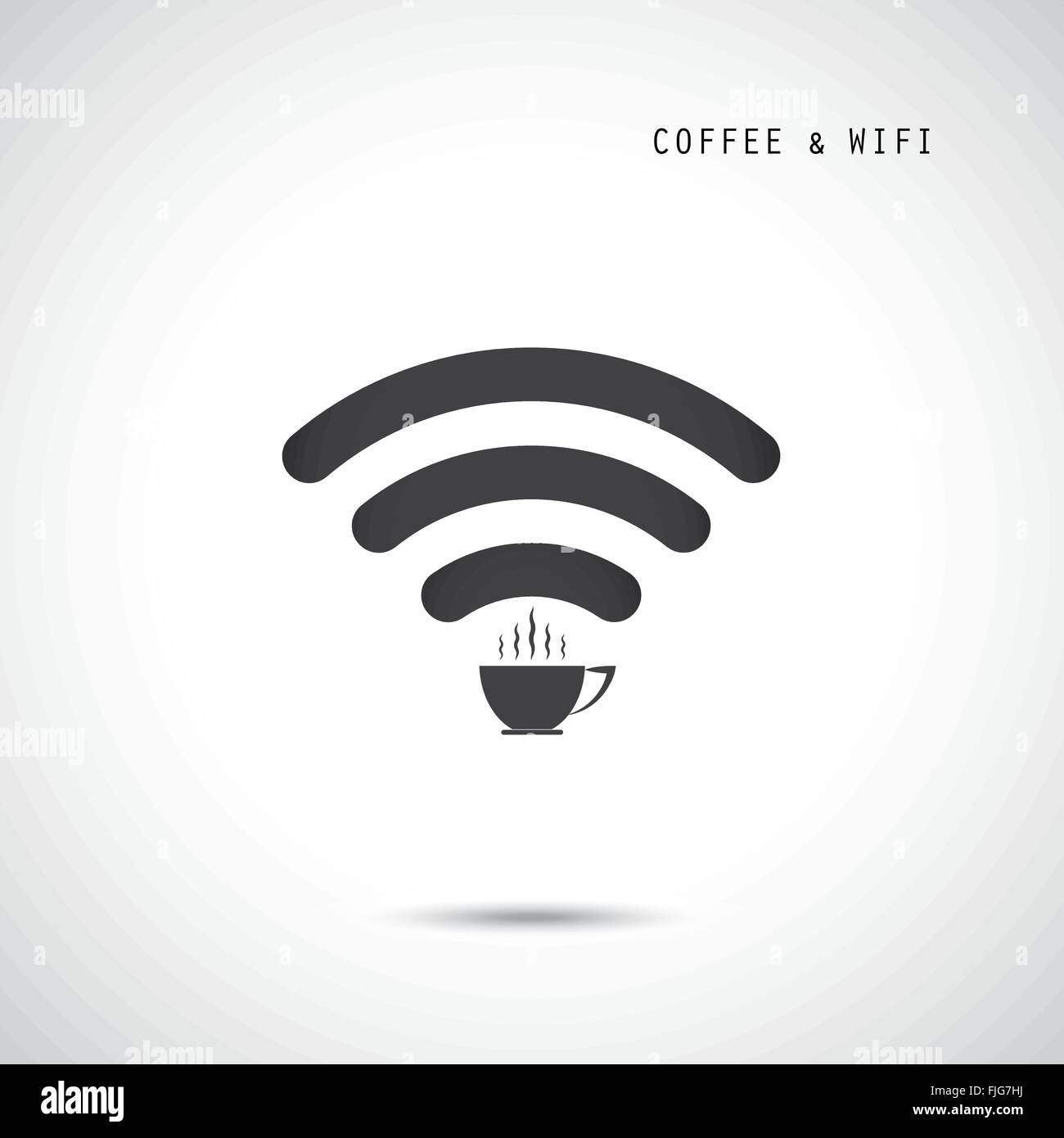 Hot coffee cup and wifi sign. Technology and business background. Vector illustration Stock Vector