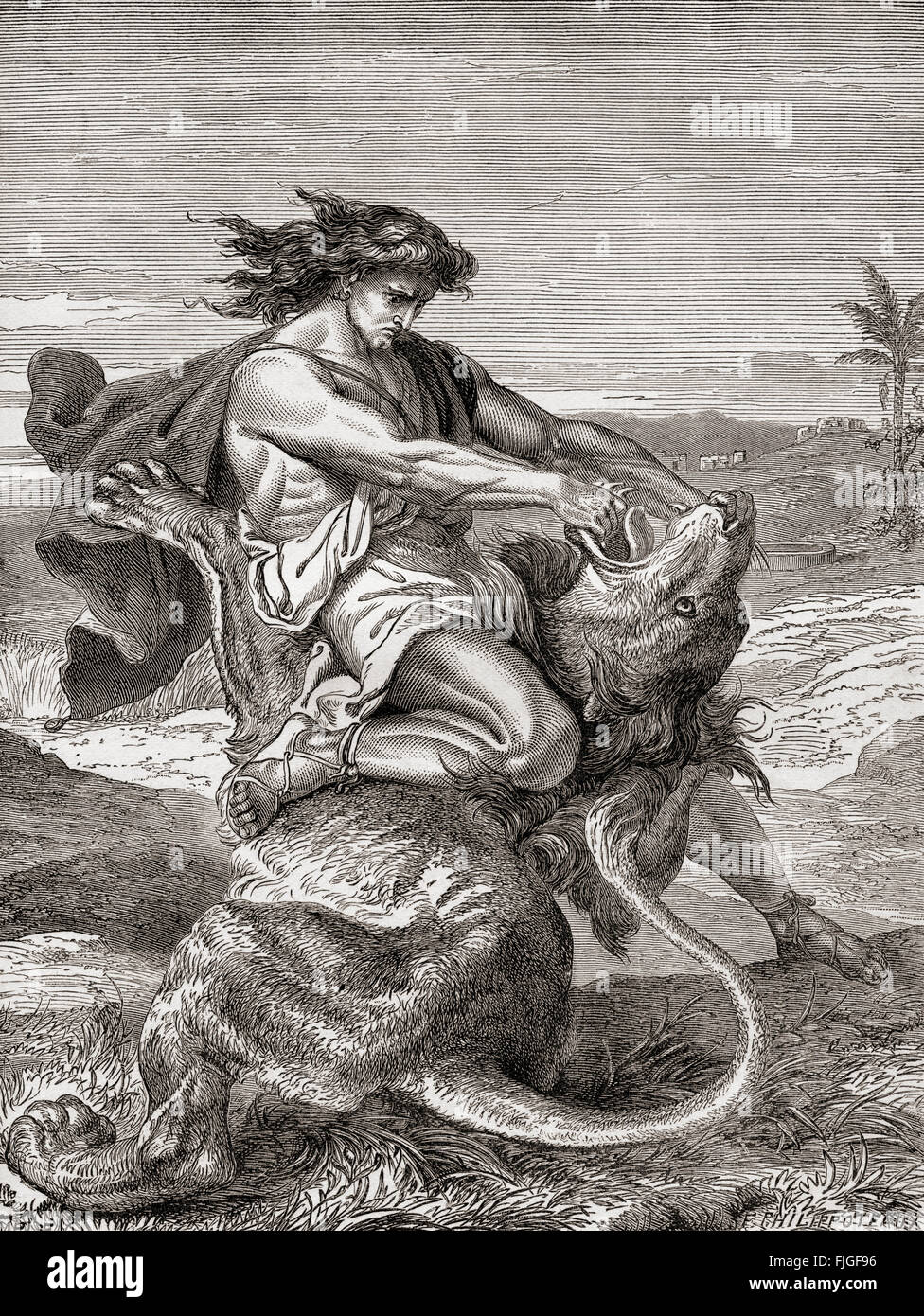 Samson fighting the lion