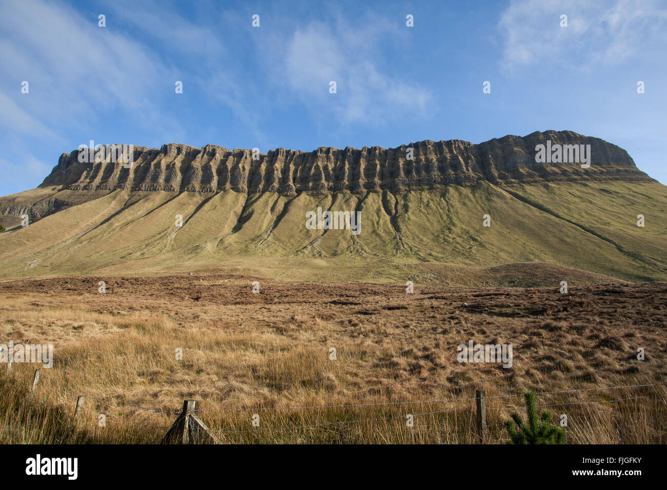 View from the foot of Benbulben Stock Photo