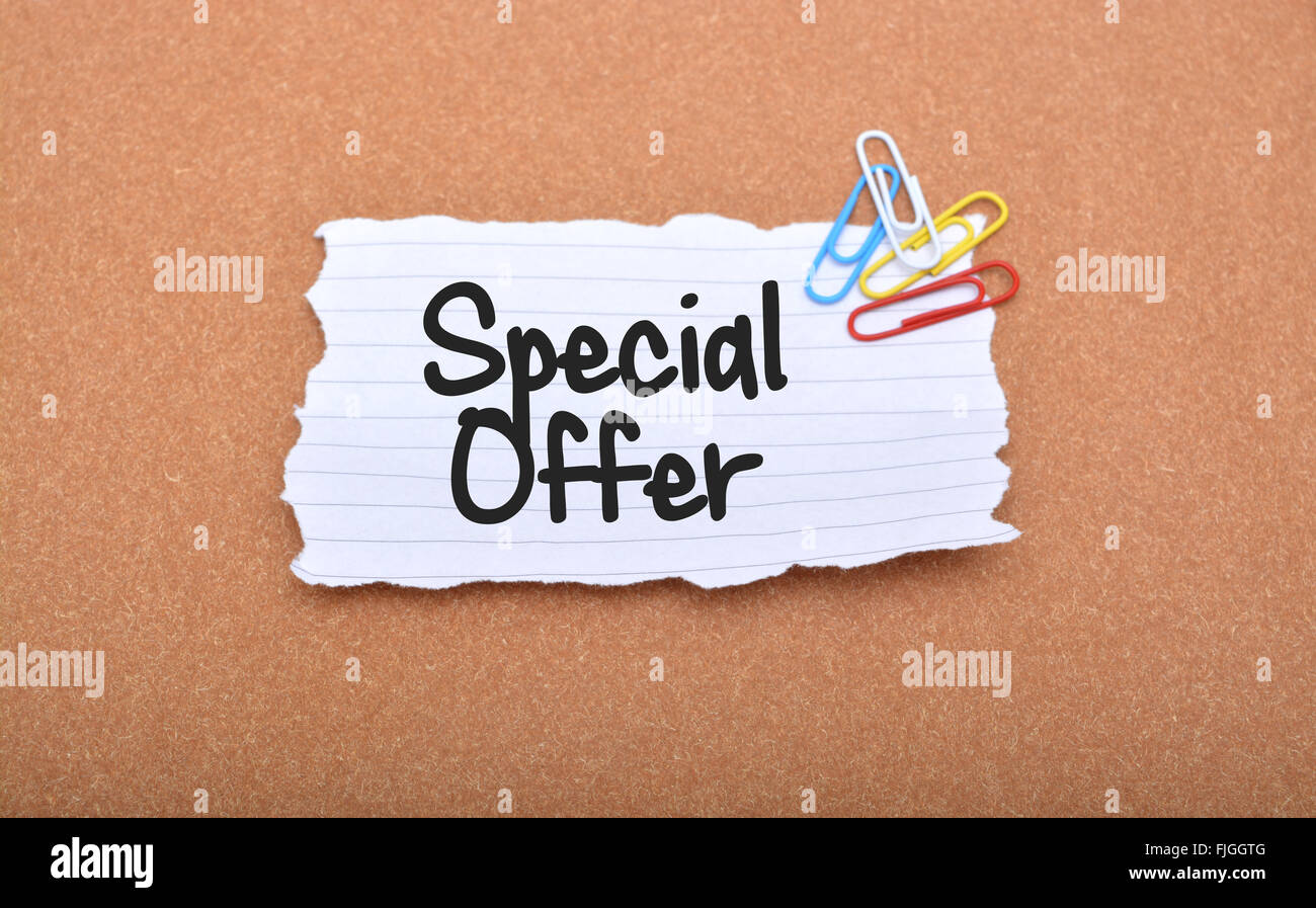 Special Offer Banner text on Paper. Stock Photo