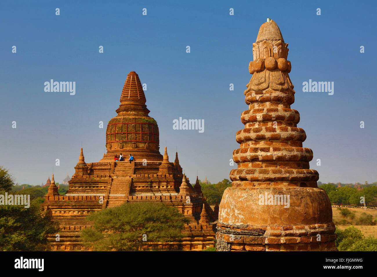 Bulethi Temple Pagoda on the Plain of Bagan, Bagan, Myanmar (Burma) Stock Photo