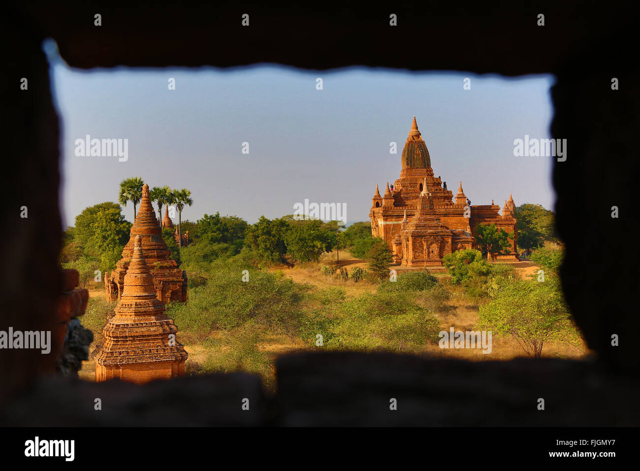 Pagodas and temples on the Plain of Bagan, Bagan, Myanmar (Burma) Stock Photo