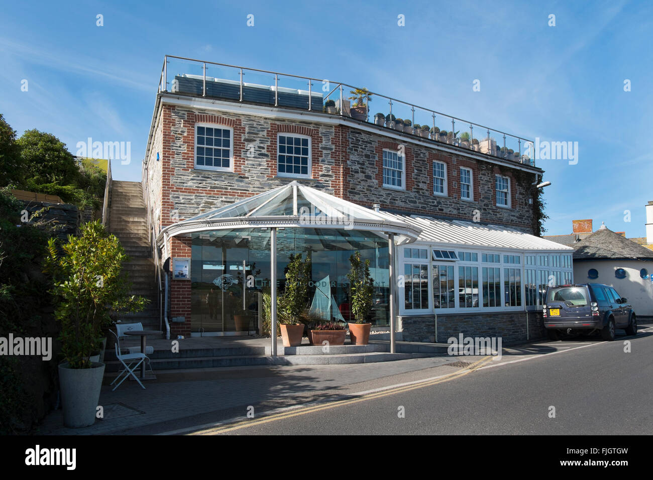 Rick Stein's Seafood restaurant in Padstow, Cornwall, UK Stock Photo