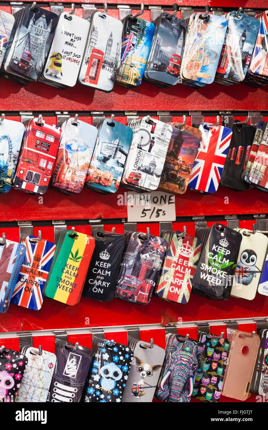 iphone 5 and 5s cases for sale at Camden Town, London UK in February Stock Photo