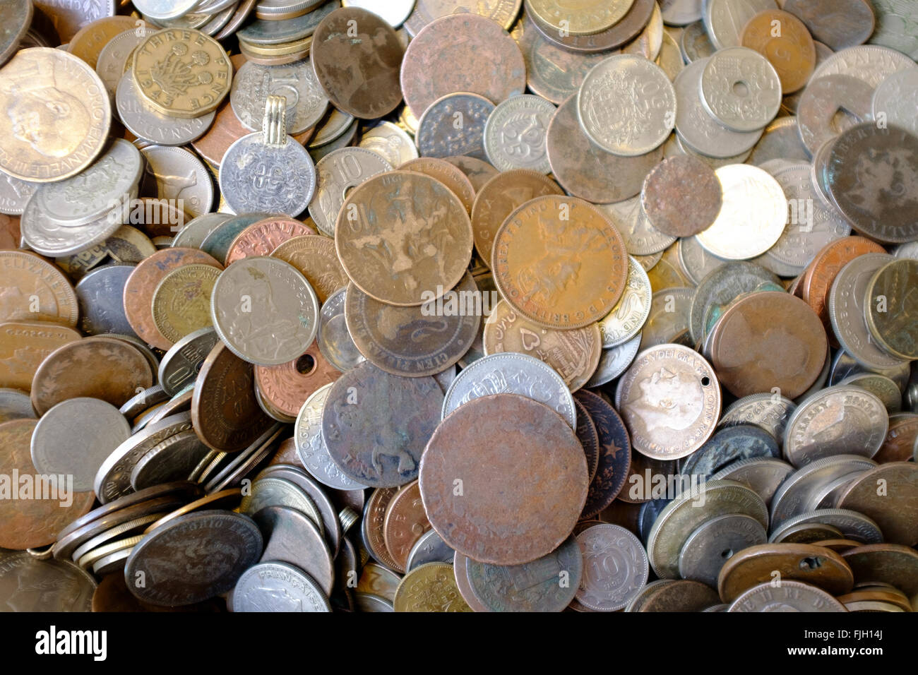 A mix of old coins Stock Photo