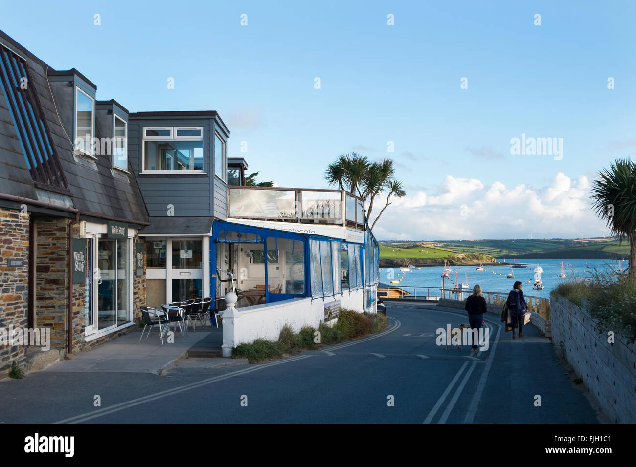 The Blue Tomato cafe and White Stuff shop at Rock, Cornwall, UK. Stock Photo