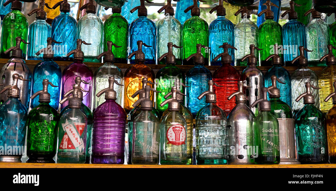 Colourful soda water bottles Stock Photo Alamy