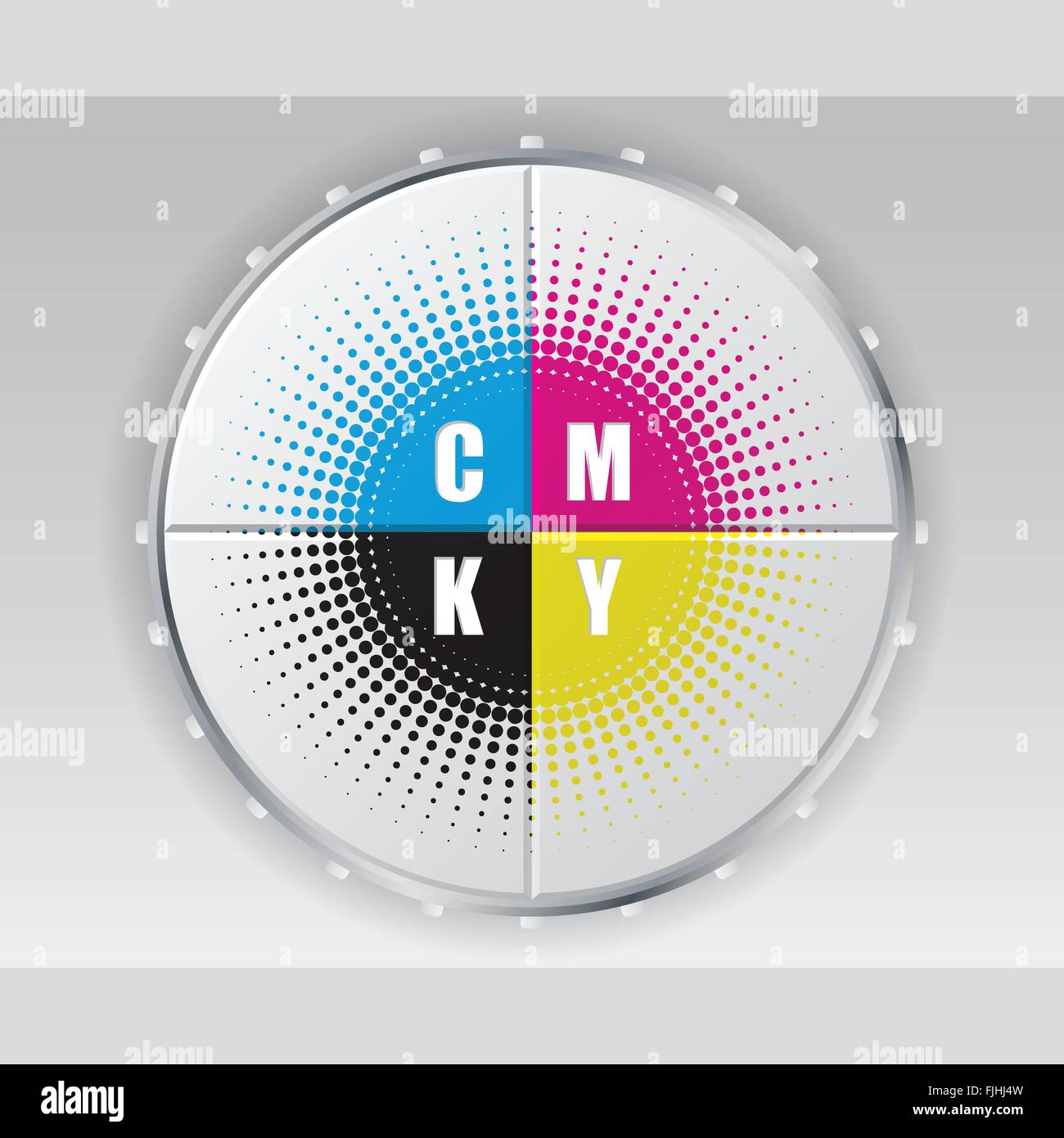 Abstract digital button design with cmyk halftone Stock Vector Image ...