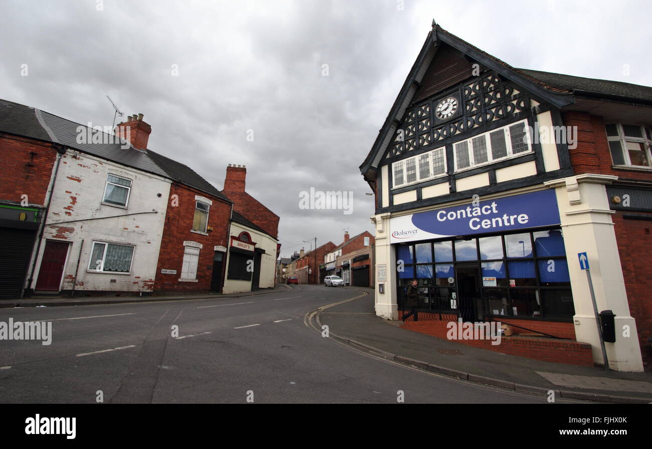 Main Street in Shirebrook, Derbyshire looking to Bolsover District Council's Shirebrook Contact
