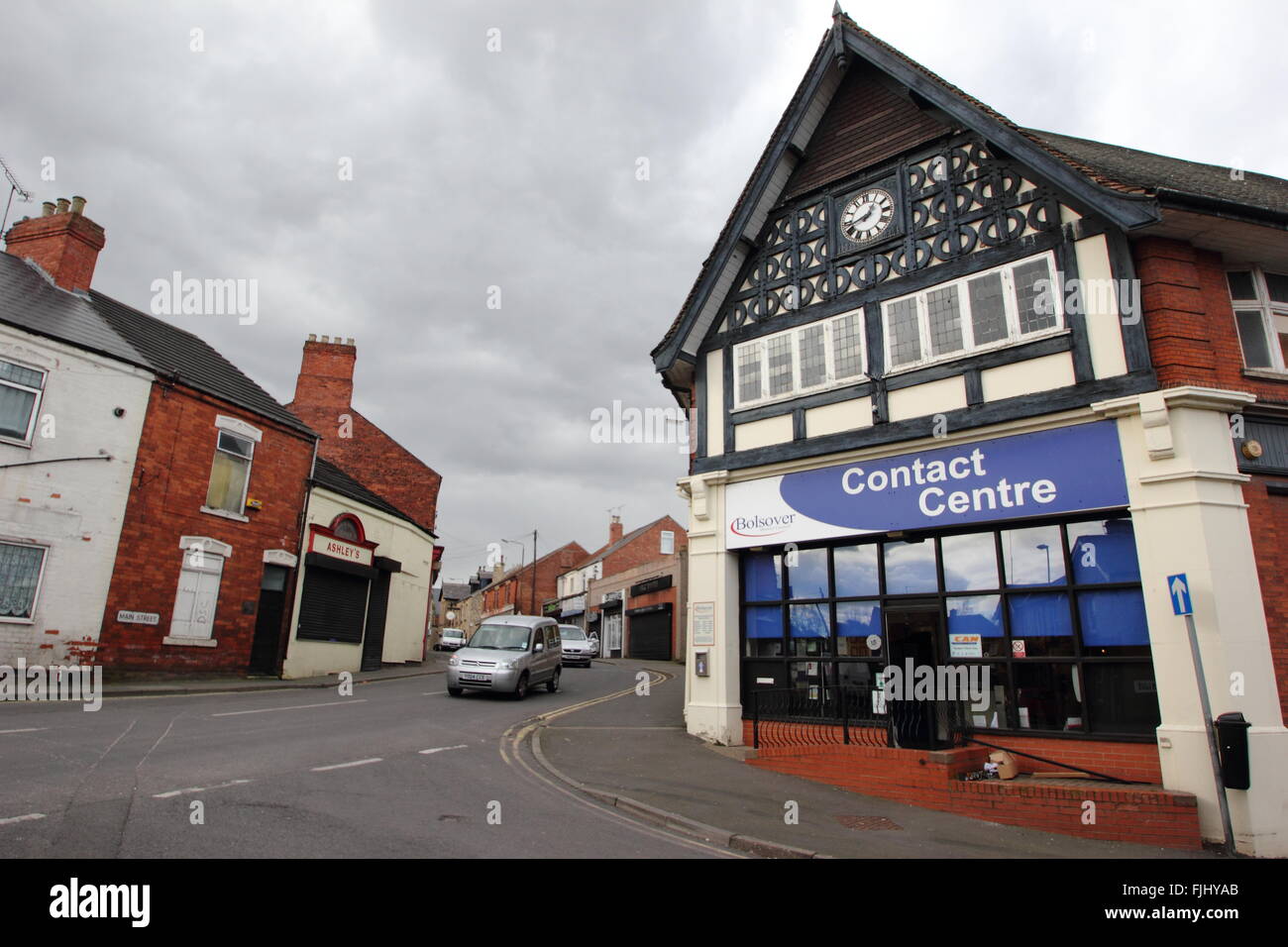 Main Street in Shirebrook, Derbyshire looking to Bolsover District