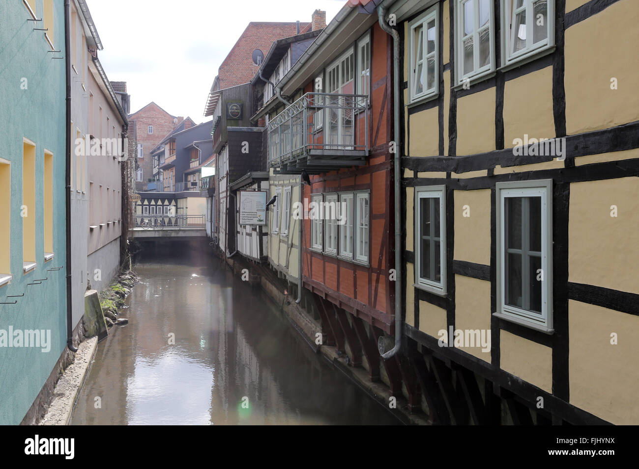 River Jeetze in the old town of Salzwedel, Altmark, Sachsen Anhalt, Germany, Europe Stock Photo