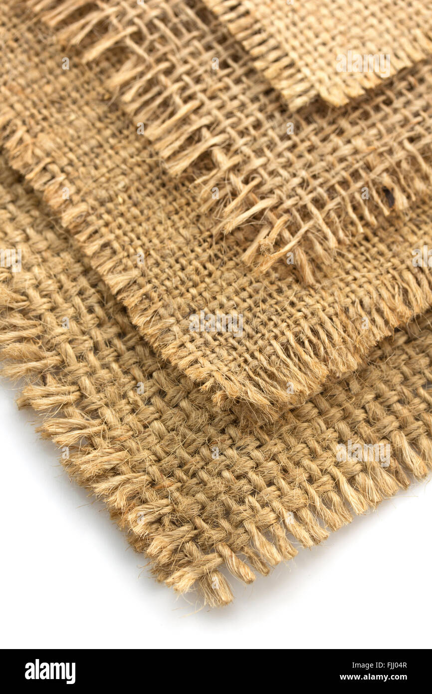 burlap hessian sacking isolated on white background Stock Photo Alamy