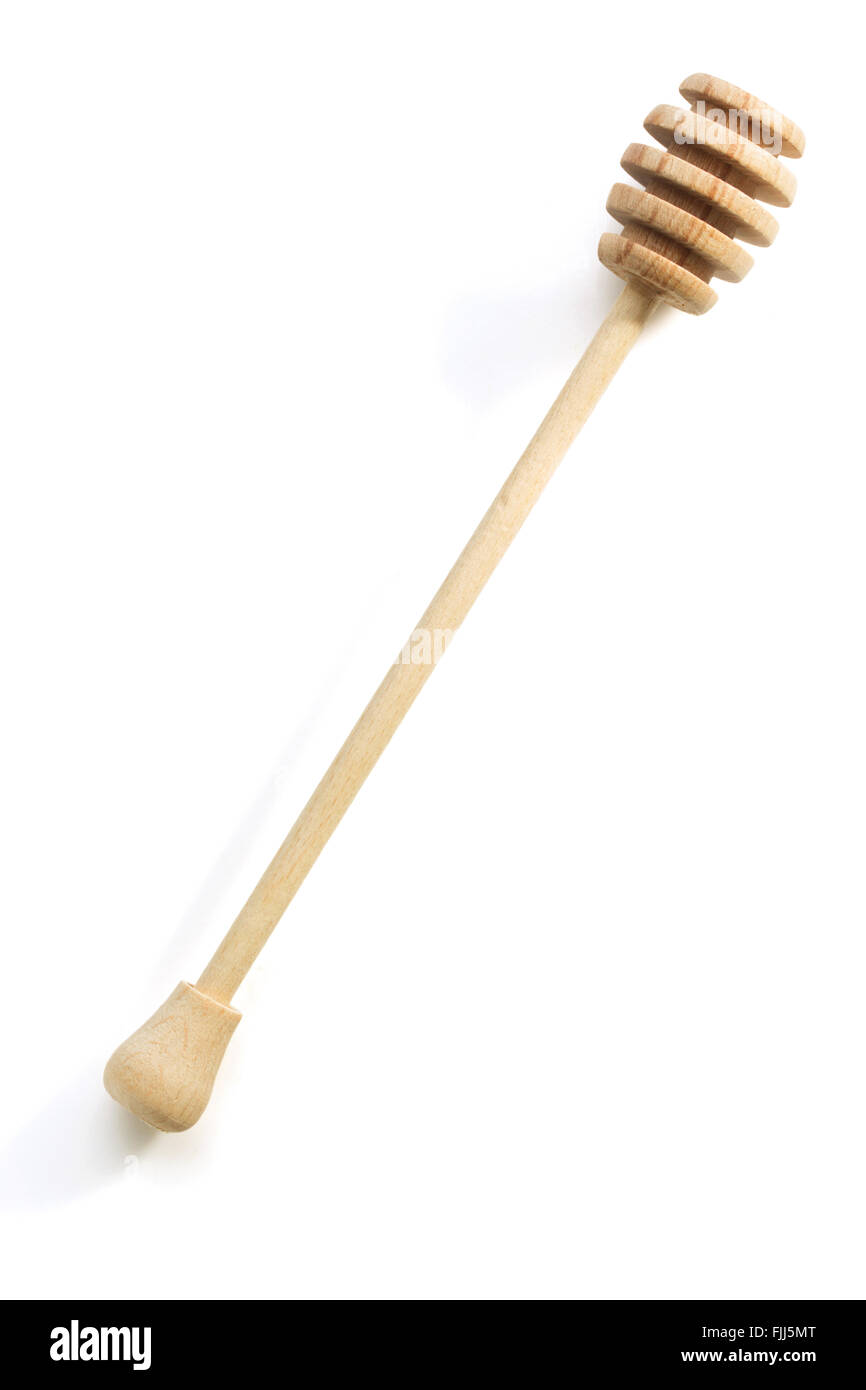 wooden honey stick isolated on white background Stock Photo - Alamy