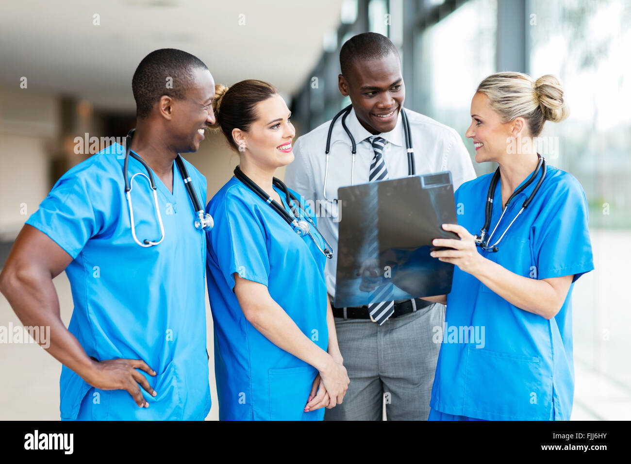 successful medical team working together in hospital Stock Photo