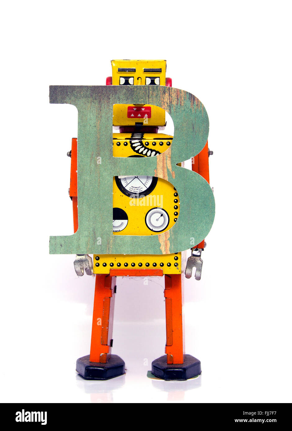 retro robot with the letter  B Stock Photo