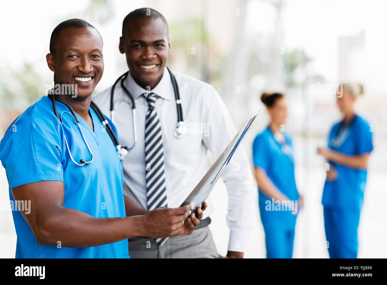portrait of African American medical workers working together Stock Photo