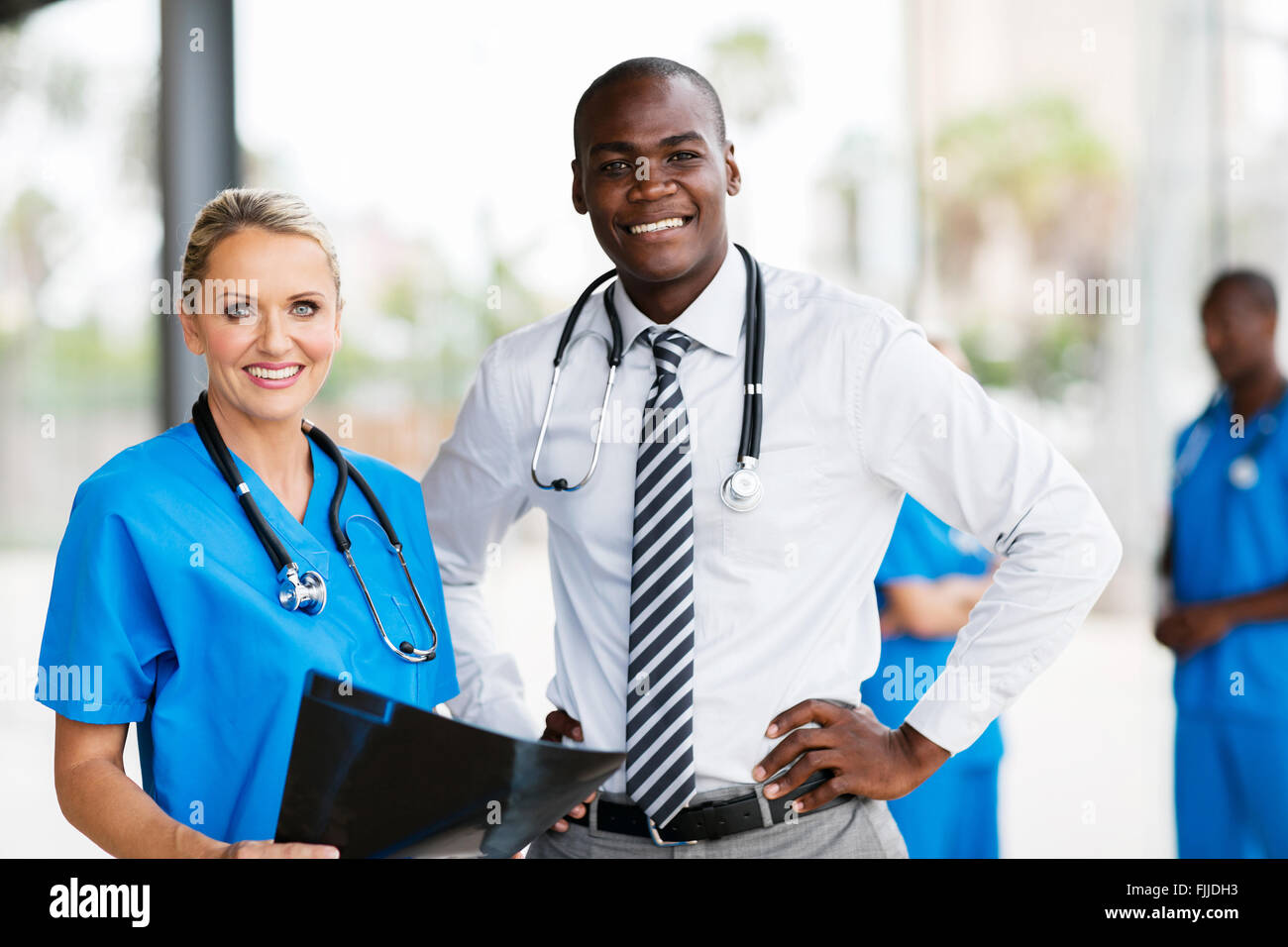 portrait of professional medical workers in hospital Stock Photo