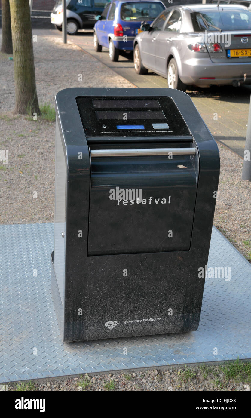 An electronic waste bin in Eindhoven, Noord-Brabant, Netherlands. Stock Photo