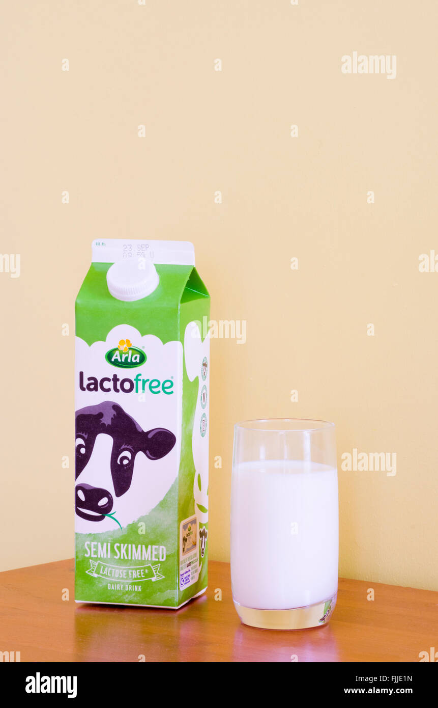 Arla Lactofree Lactose Free Semi Skimmed Dairy Drink Stock Photo