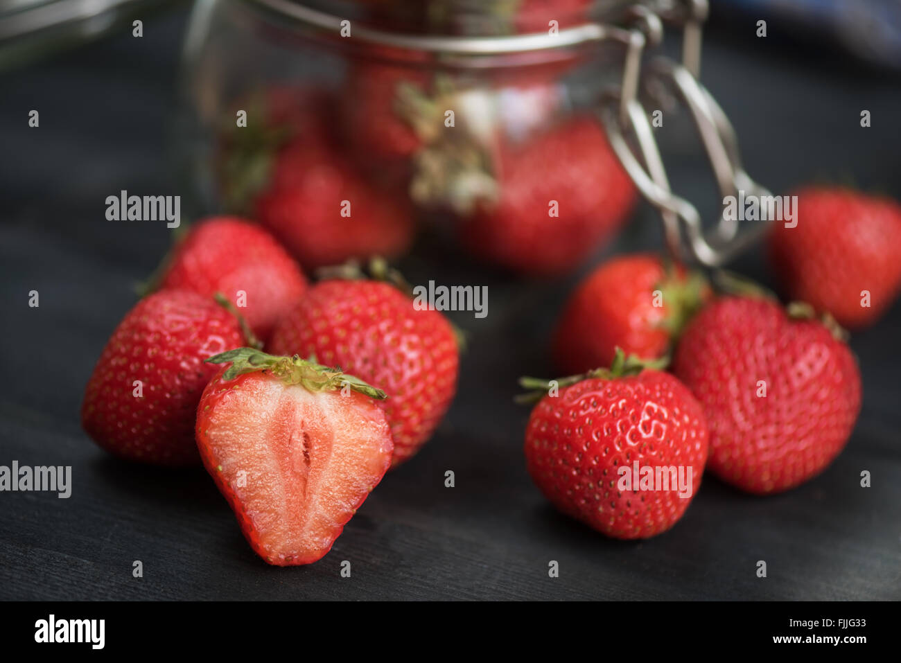 Fresh ripe strawberry in a glass Stock Photo - Alamy
