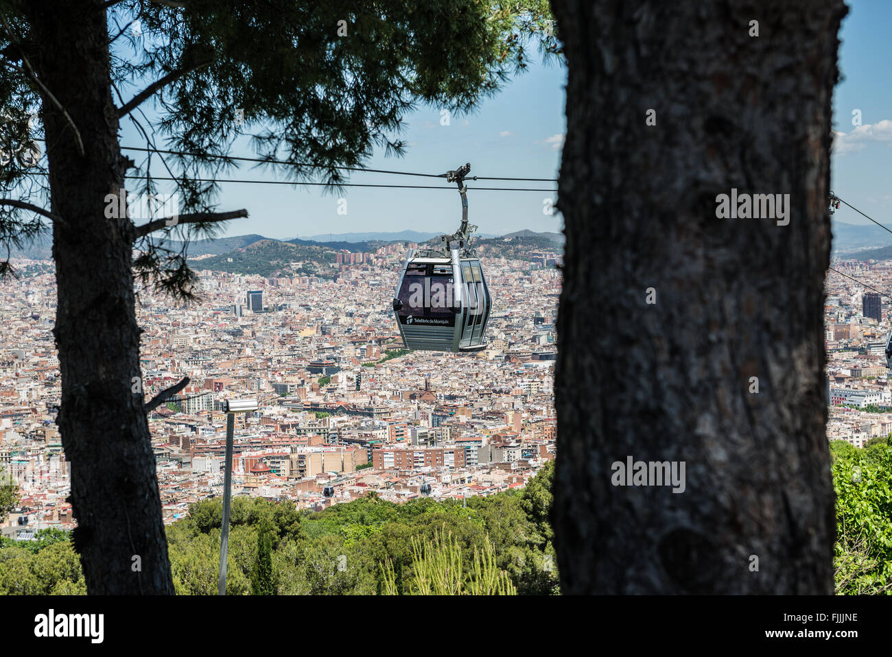 Montjuic Cable Car from Montjuic park to Montjuic hill in Barcelona