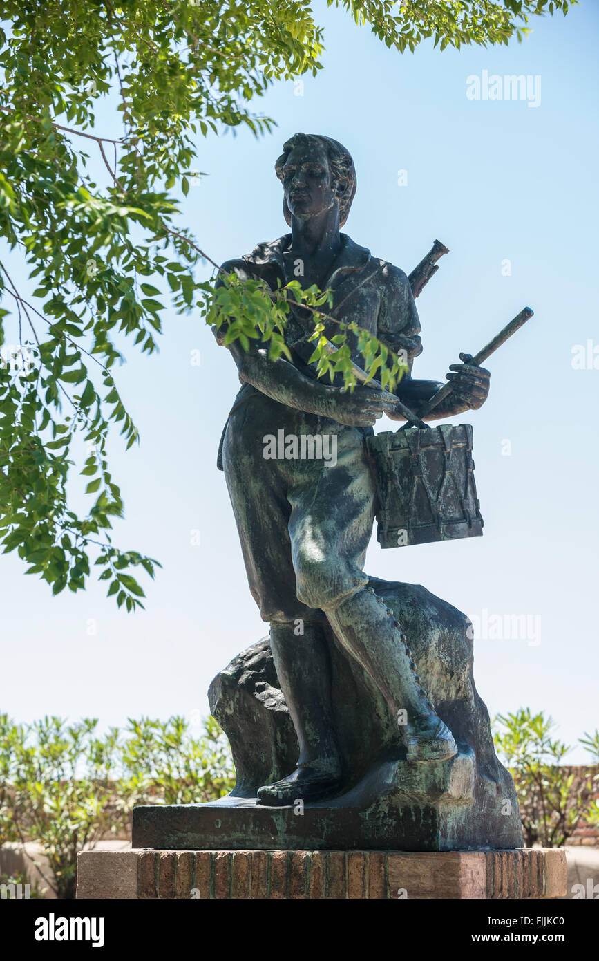 Statue in Montjuic Castle (Castillo de Montjuich) old military fortress ...
