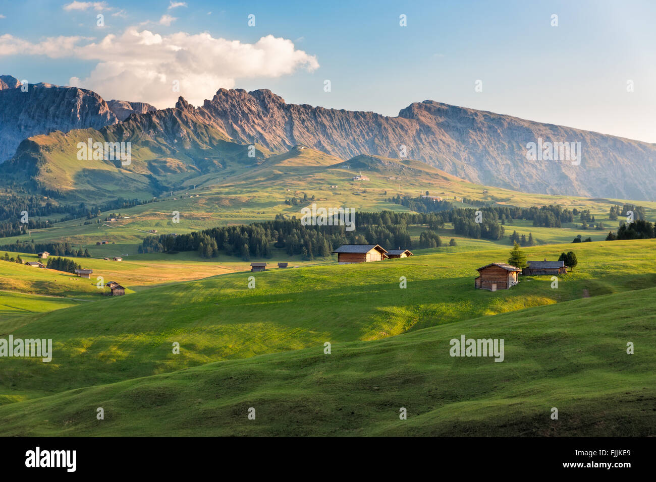 Seiser Alm in afternoon light, South Tyrol, Italy Stock Photo